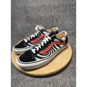 Vans Old Skool Shoes Mens Size 10.5 Black White Red Spiral Low Top Sneakers